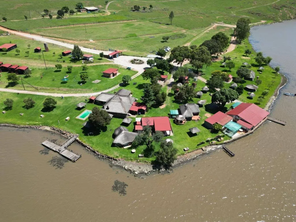 Aerial view of Maanlig Oord surrounded by water